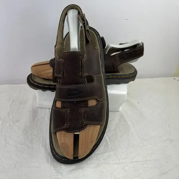 Dr. Martens Men Sz 11 Vtg Y2K Brown AirWare Chunky Fisherman Leather Sandals EUC - Picture 3 of 12